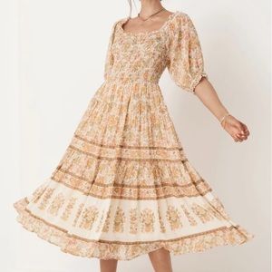 Spell Juniper Shirred Dress in Cream